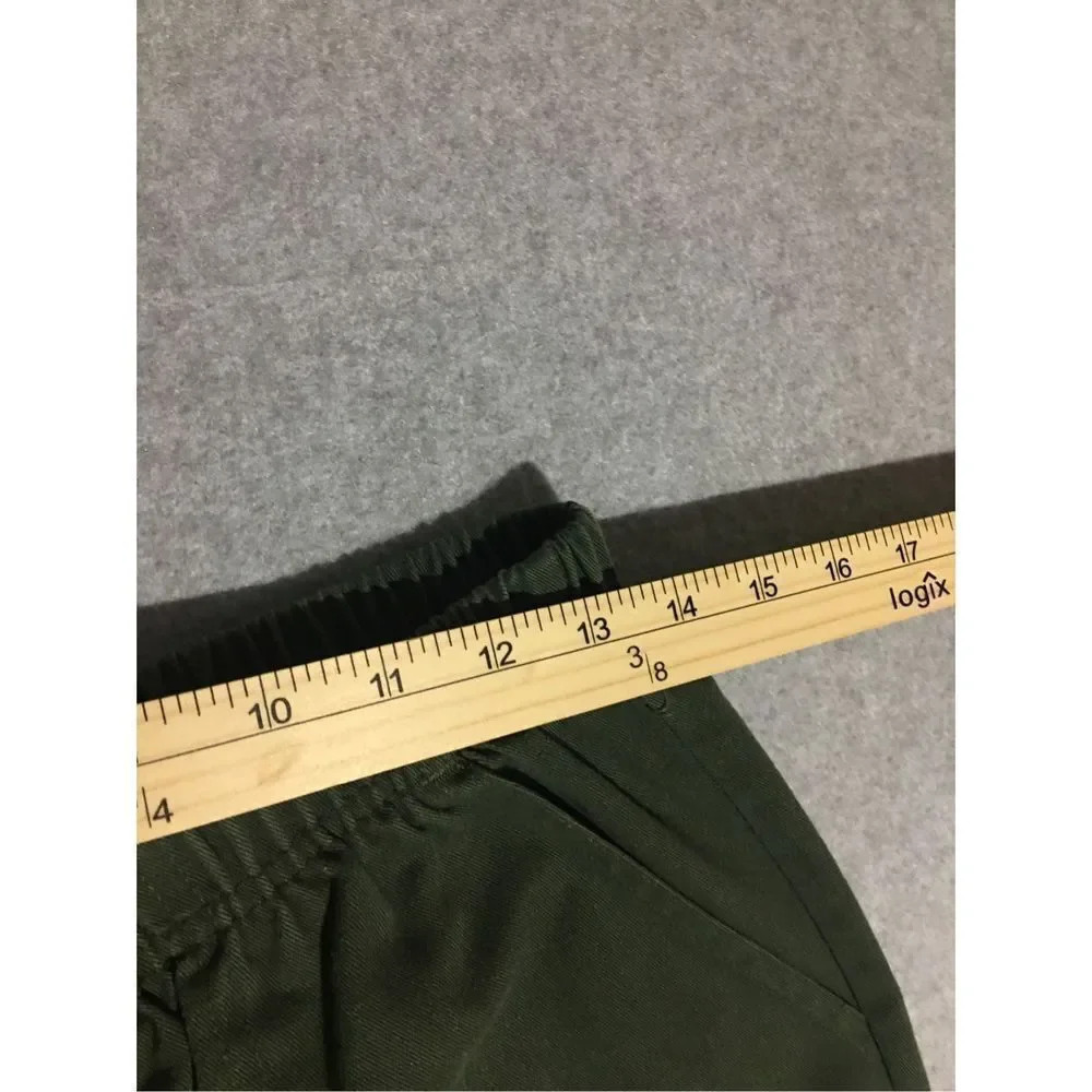 Womens White Stag Pants Size 10 Petite Green Stretchy Waistband Straight Leg - Picture 2 of 4